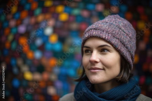 Portrait of a young woman in a knitted cap and scarf © Robert MEYNER