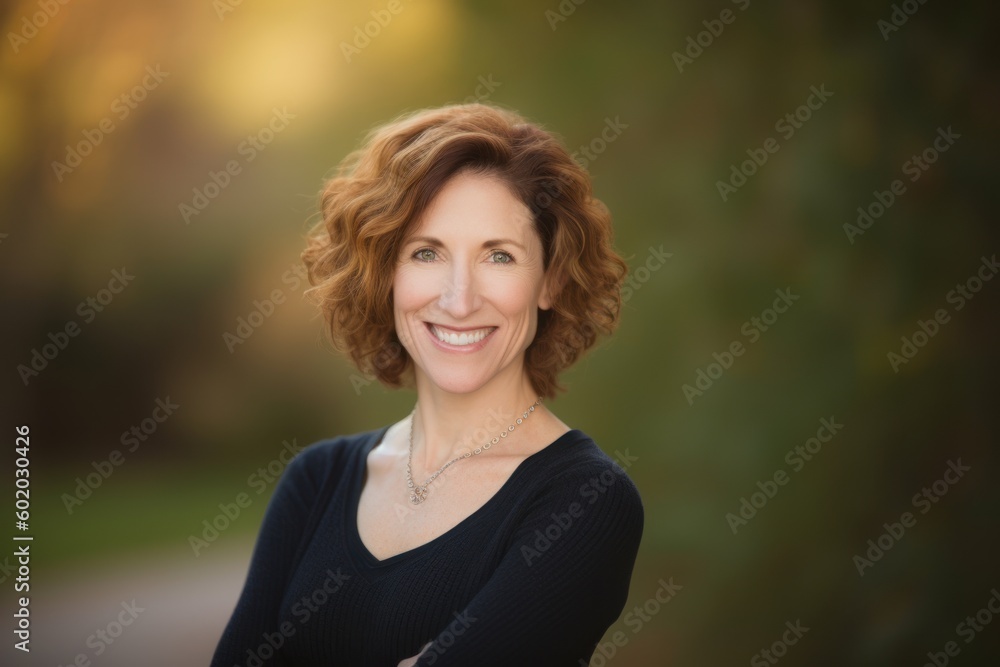 Portrait of a beautiful middle-aged woman with red hair. Portrait of a beautiful middle-aged woman with red hair.