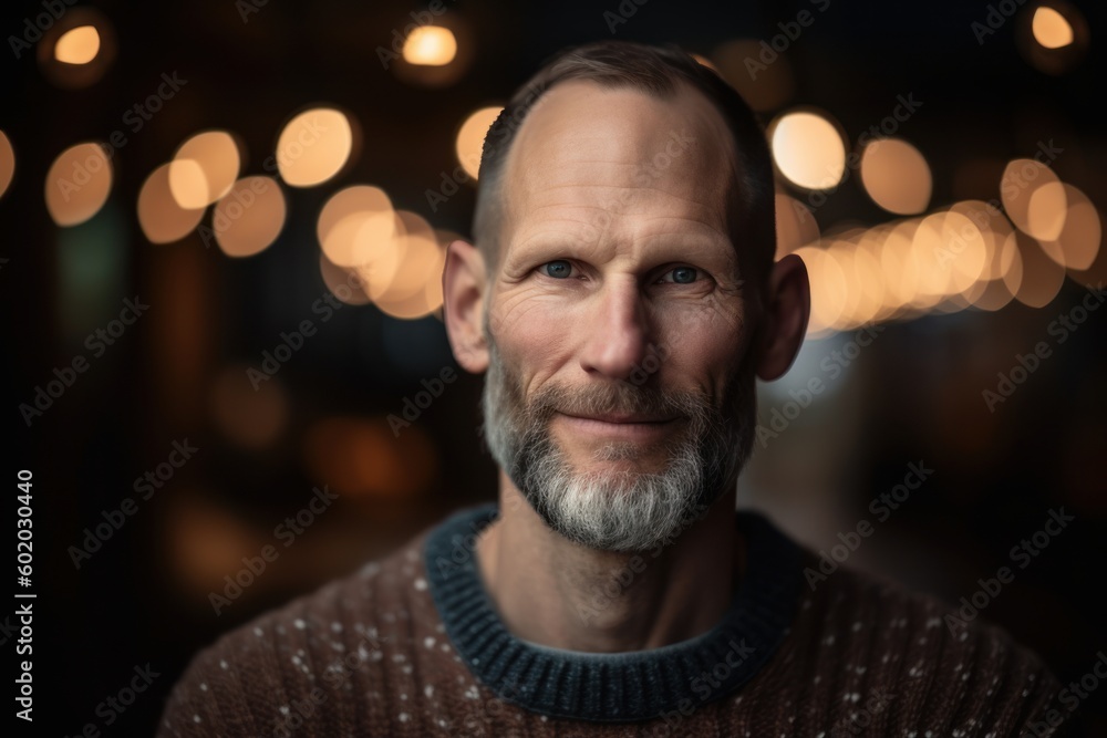 Portrait of a handsome middle-aged man with gray hair and beard.