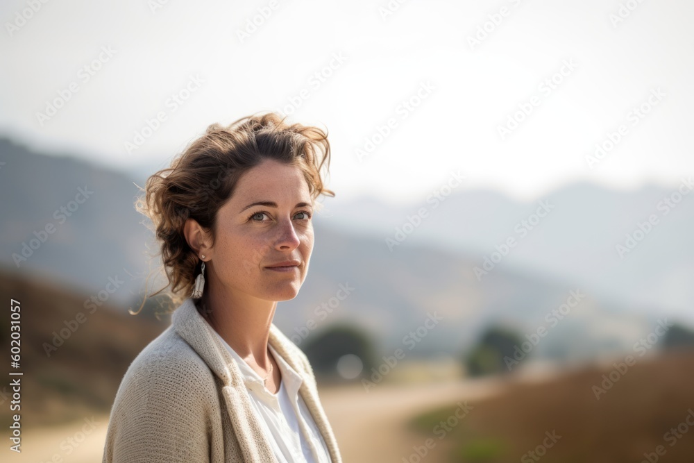 Portrait of a young attractive woman in the countryside, looking away Portrait of a young attractive woman in the countryside, looking away