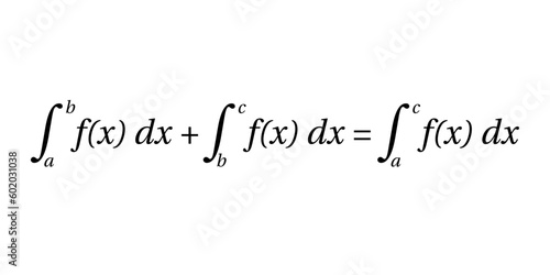 The additivity rule for some integrals. Algebra. Math Symbol. Vector illustration.