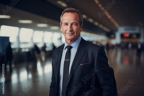 Wallpaper Mural Portrait of a senior businessman standing in the airport. He is smiling and looking at camera. Torontodigital.ca