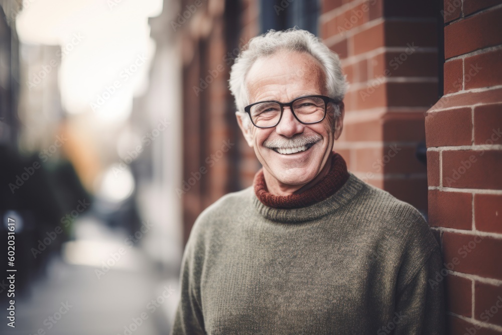 Portrait of smiling senior man in eyeglasses looking at camera outdoors Portrait of smiling senior man in eyeglasses looking at camera outdoors