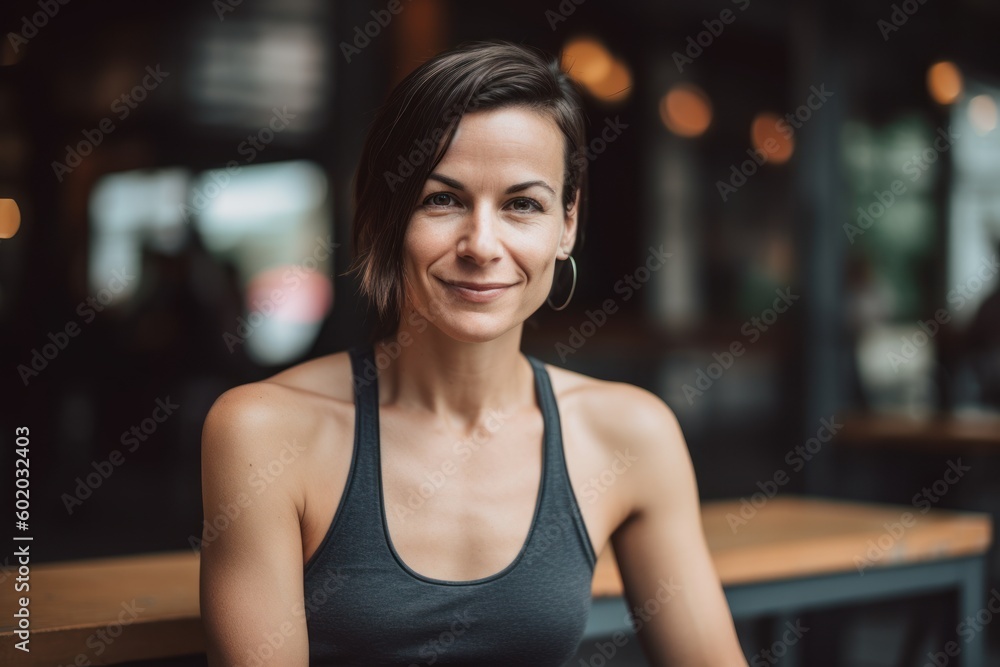 Portrait of a beautiful young woman sitting in a cafe and smiling Portrait of a beautiful young woman sitting in a cafe and smiling