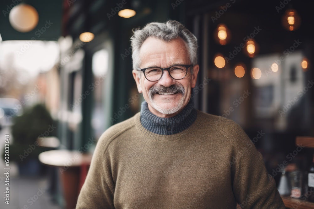 Portrait of senior man with eyeglasses in a coffee shop Portrait of senior man with eyeglasses in a coffee shop