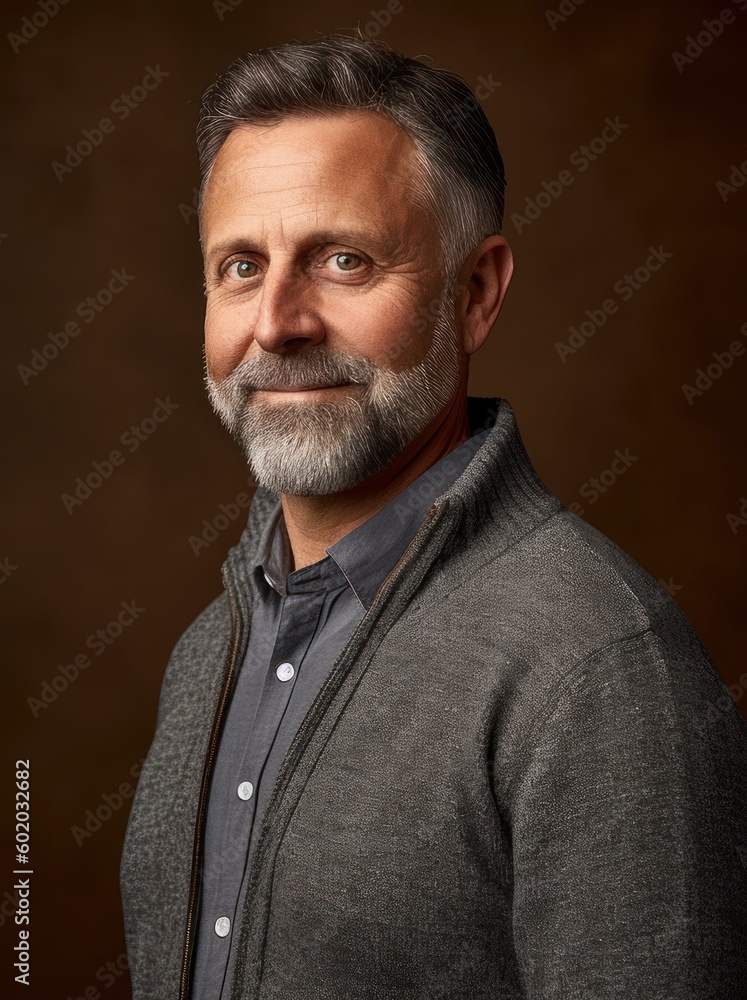 Portrait of a handsome middle-aged man with gray beard. Portrait of a handsome middle-aged man with gray beard.