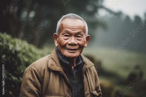 Portrait of a senior man smiling at the camera in the countryside