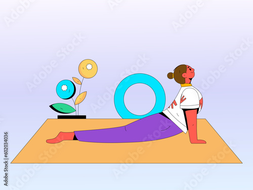 Practicing yoga for physical and mental health flat vector character concept operation hand drawn illustration 