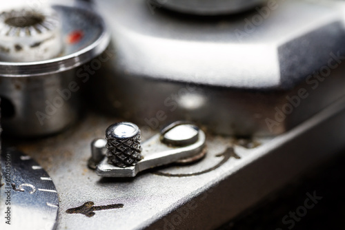 Macro of retro photo camera detail