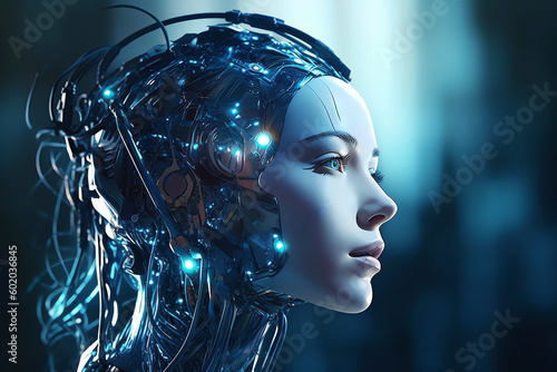 Woman cyborg, AI generated