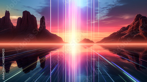 A 3D rendering of an abstract wallpaper with a sunset was created - generative ai