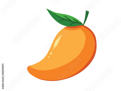 Sweet mango fruit vector illustration isolated on white horizontal background. Simple and flat art styled drawing. Healthy food illustration.