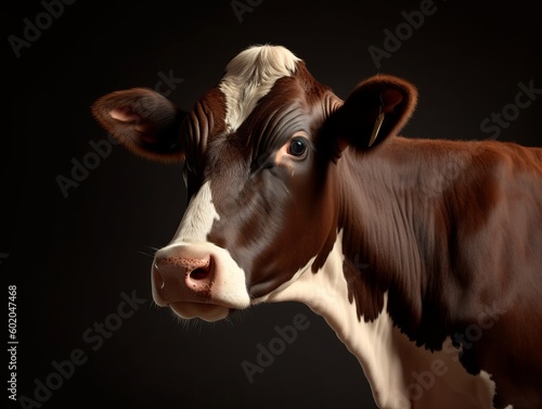 Cow, isolated black background
