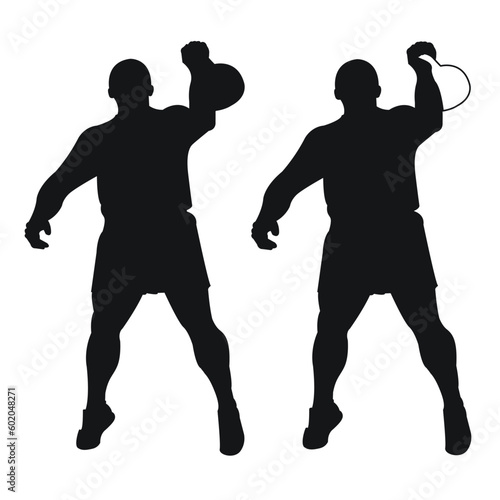 Set silhouettes athletes weight lifter lift kettlebell  weights. Weight lifting. Pull  push  bench press