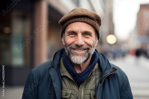 Portrait of a smiling senior man in a hat in the street © Robert MEYNER