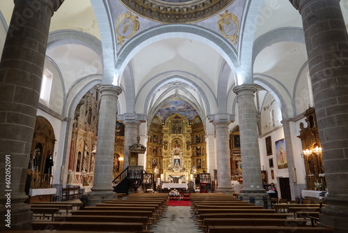 Cortegana, Huelva, Spain, May 12, 2023: Main hall of the Divino Salvador church in the Andalusian magical town of Cortegana, Huelva, Spain