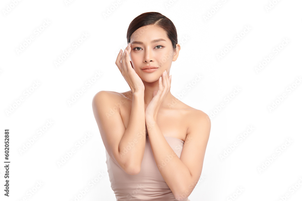 Beautiful young asian woman with clean fresh skin on white background, Face care, Facial treatment, Cosmetology, beauty and spa, Asian women portrait. Beautiful young asian woman with clean fresh skin on white background, Face care, Facial treatment, Cosmetology, beauty and spa, Asian women portrait.