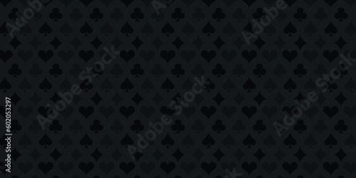Dark background with card suits. Background vector illustration for banner, flyer, cover...