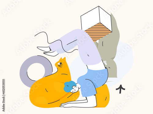 Practicing yoga for physical and mental health flat vector character concept operation hand drawn illustration
