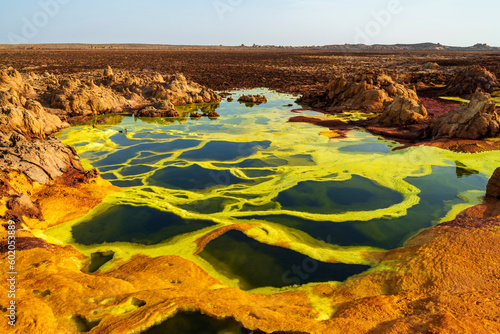 Obraz na plátně Dallol, a terrestrial hydrothermal system at a cinder cone volcano in the Danakil Depression, northeast of the Erta Ale Range in Ethiopia