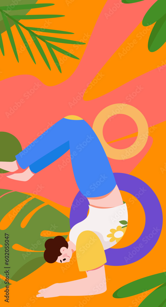Practicing yoga for physical and mental health flat vector character concept operation hand drawn illustration
Practicing yoga for physical and mental health flat vector character concept operation hand drawn illustration
