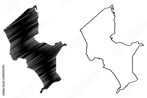 IJsselmeer lake (Kingdom of the Netherlands) map vector illustration, scribble sketch Lake IJssel map photo