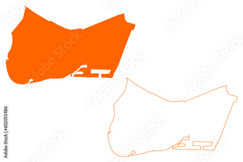 Papendrecht municipality (Kingdom of the Netherlands, Holland, South Holland or Zuid-Holland province) map vector illustration, scribble sketch map photo