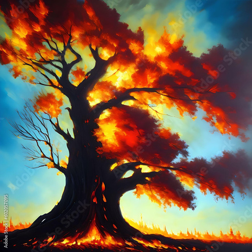 fire in a tree created with Generative AI Technology