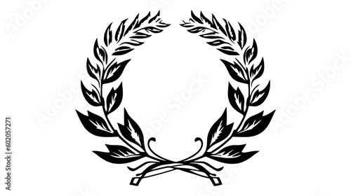 Laurel Wreath floral heraldic element, Vector icon, logo on white background