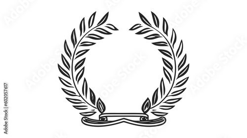 Laurel Wreath floral heraldic element, Vector icon, logo on white background