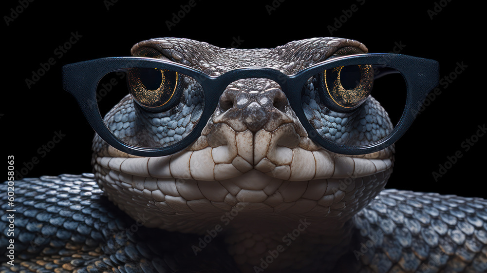 Fototapeta premium The Spectacular Serpent: A Snake Redefined with Glasses. Generative AI