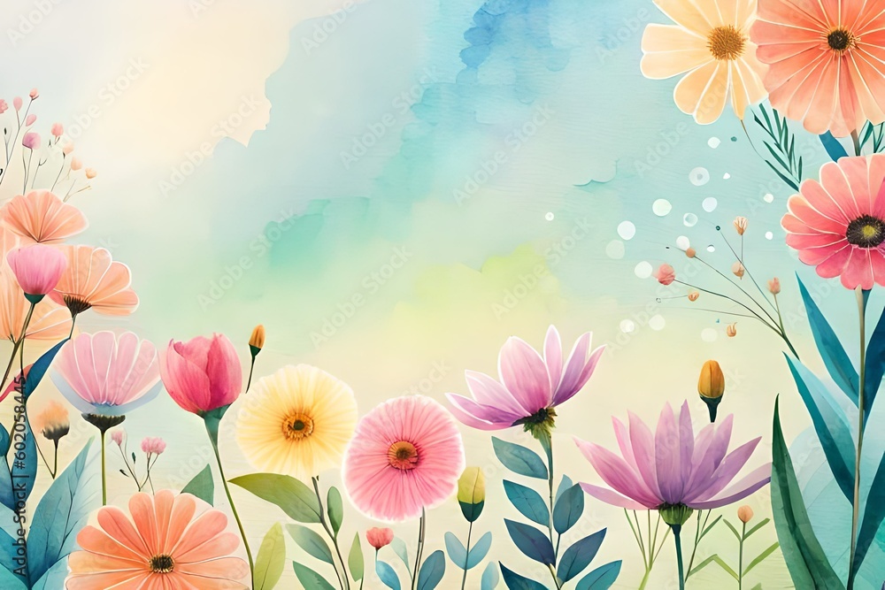 background with flowers Watercolor Flowers: Vibrant and Beautiful Floral Background