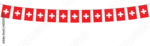 guirlande avec fanions de couleur Suisse