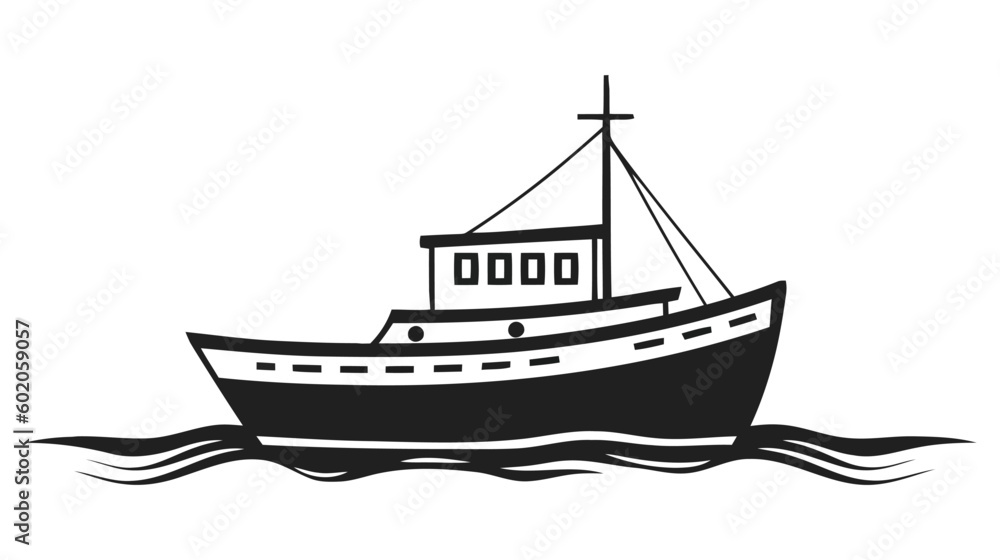 Ship Logo, icon. Vector illustration isolated on white background