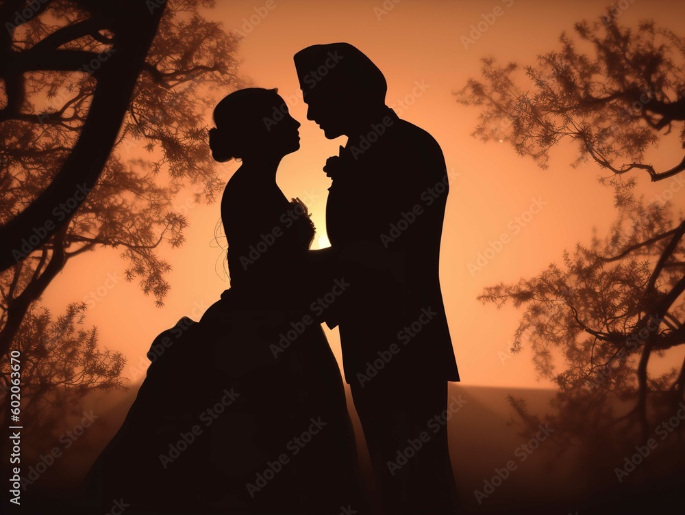 Bride and Groom Silhouette Clipart