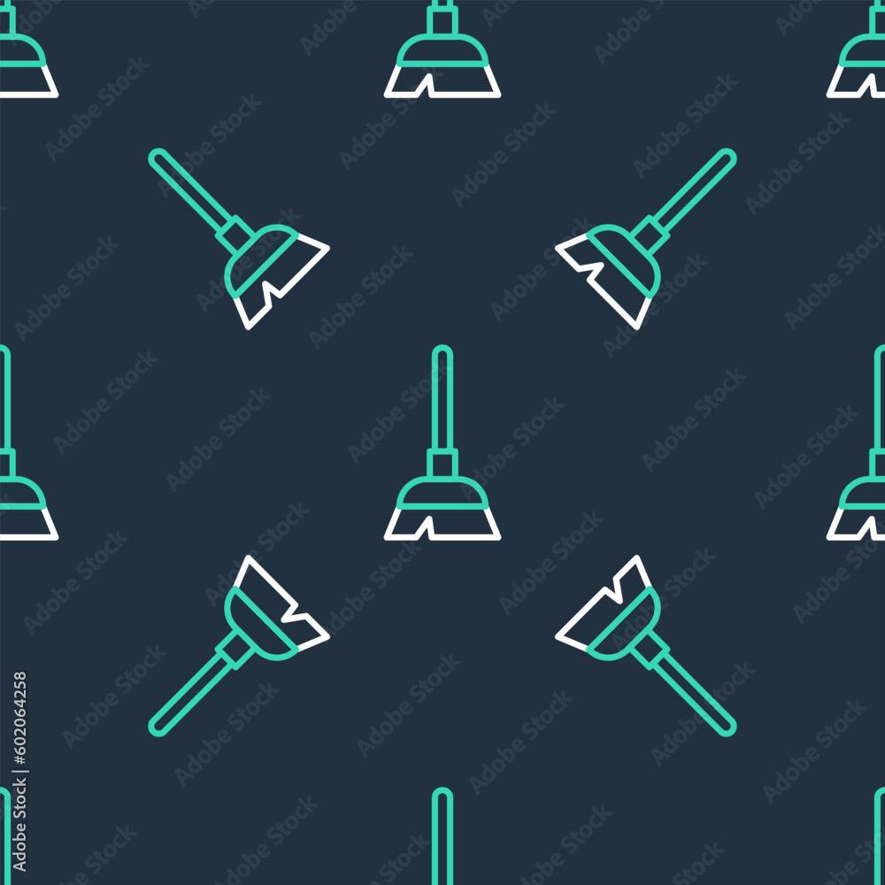 Line Handle broom icon isolated seamless pattern on black background. Cleaning service concept. Vector Line Handle broom icon isolated seamless pattern on black background. Cleaning service concept. Vector