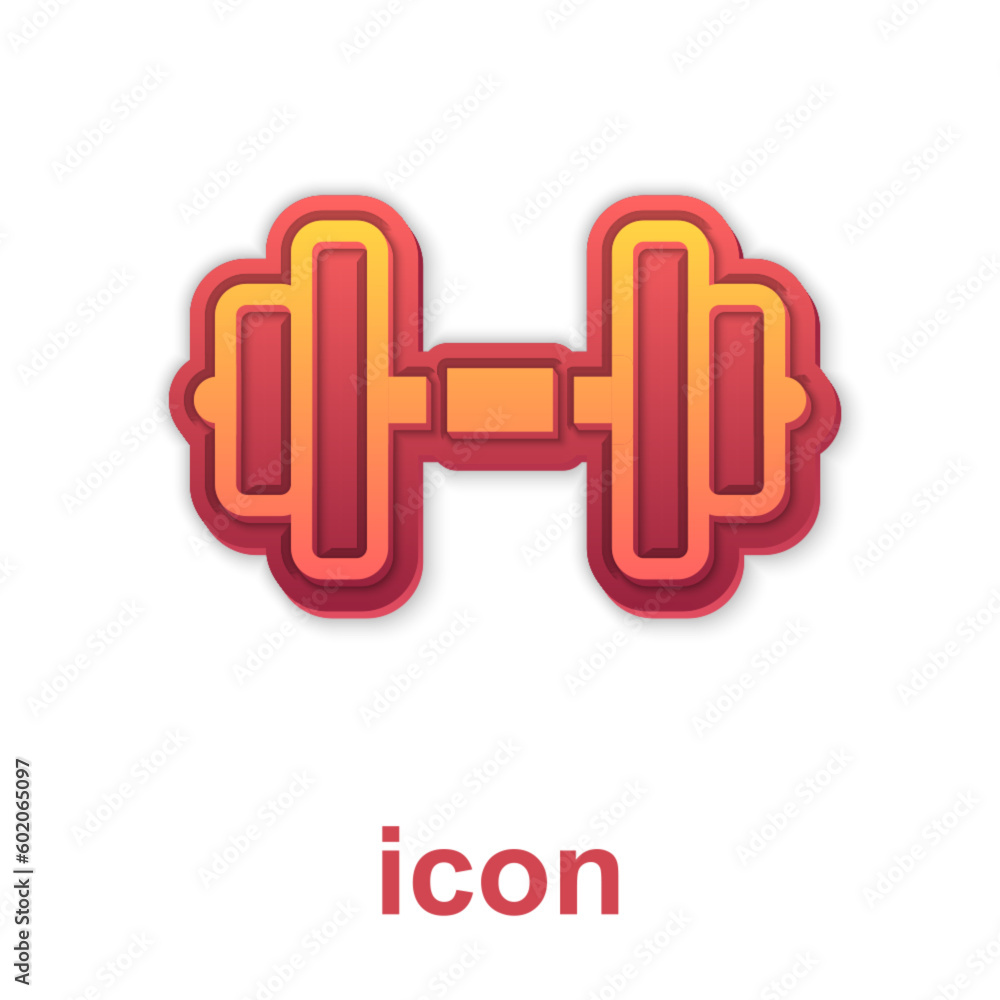 Gold Dumbbell icon isolated on white background. Muscle lifting, fitness barbell, sports equipment. Vector Gold Dumbbell icon isolated on white background. Muscle lifting, fitness barbell, sports equipment. Vector