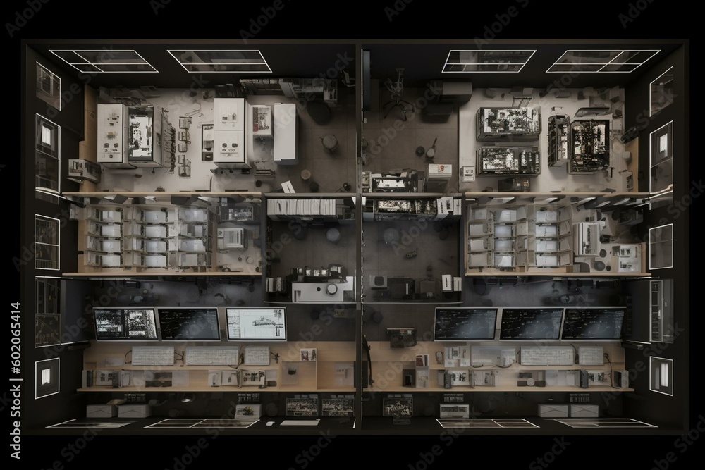 Floor plan of computer workstations. Generative AI ilustração do Stock ...