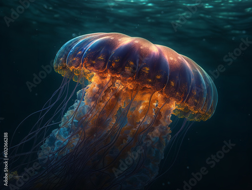 beautifully colored radiant jellyfish Generative AI