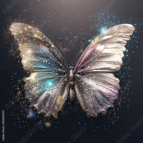 butterfly covered in sparkles Generative AI