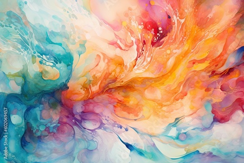 Watercolor painting with bright  swirling colors and bold brushstrokes that evoke a sense of movement and energy as wallpaper - Generative AI
