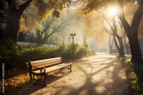 "Serene Bench in Park"