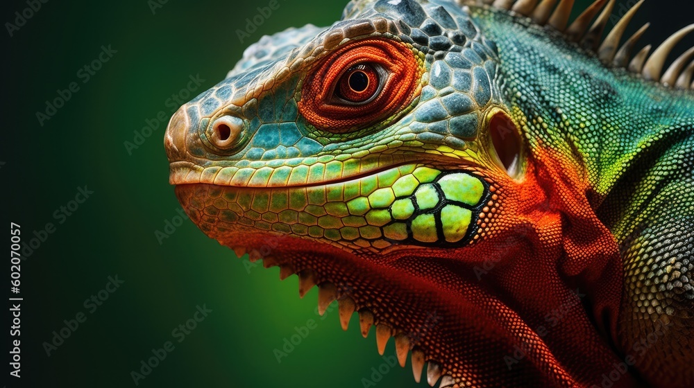 Green Iguana close up , Animal,Generative, AI, Illustration. Green Iguana close up , Animal,Generative, AI, Illustration.