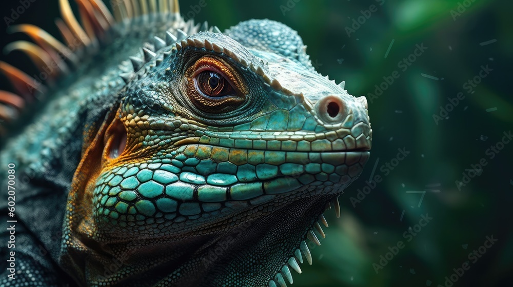 Fototapeta premium Big iguana lizard ,Generative, AI, Illustration.