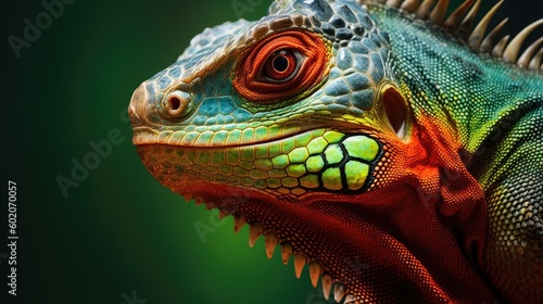 Green Iguana close up   Animal Generative  AI  Illustration.