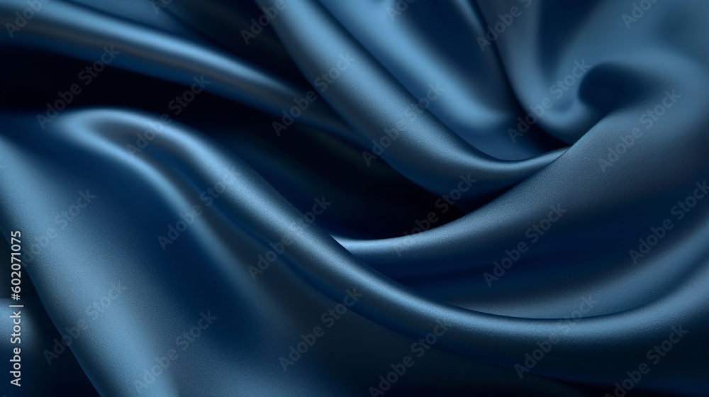 Navy silk satin fabric texture background with sweeping ripples and folds. A.I. generated.
Navy silk satin fabric texture background with sweeping ripples and folds. A.I. generated.