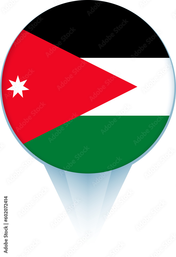 Fototapeta premium Map pointer with flag of Jordan.