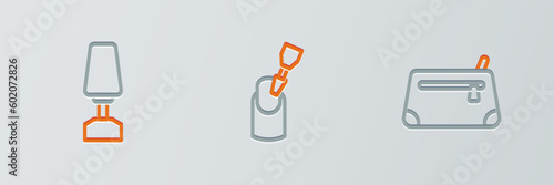 Set line Cosmetic bag, Milling cutter for manicure and icon. Vector