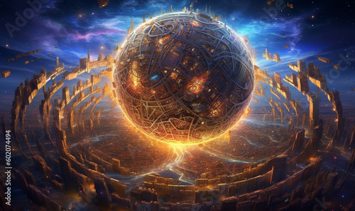 Dyson sphere, futuristische Science-Fiction. Generative KI