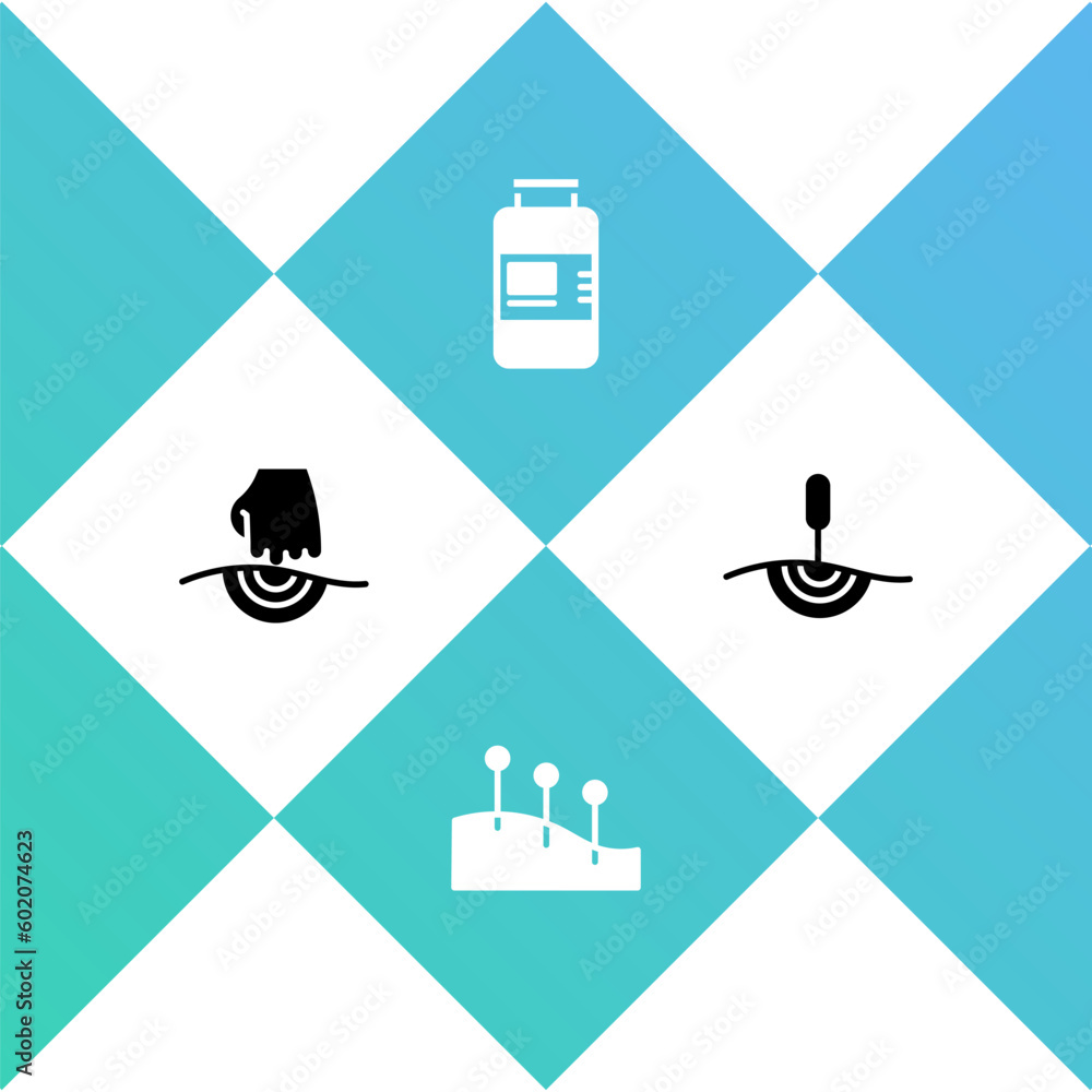 Set Massage, Acupuncture therapy, Collagen serum and icon. Vector Set Massage, Acupuncture therapy, Collagen serum and icon. Vector